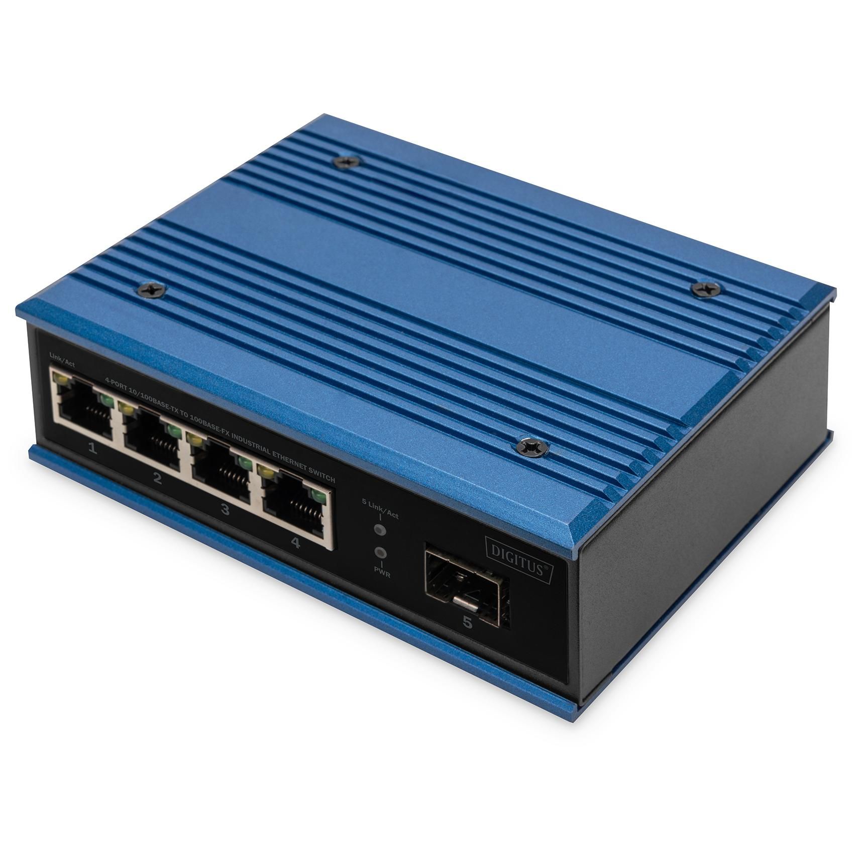 Digitus Industrial Fast Ethernet Switch, 4 Ports + 1 SFP Upstream