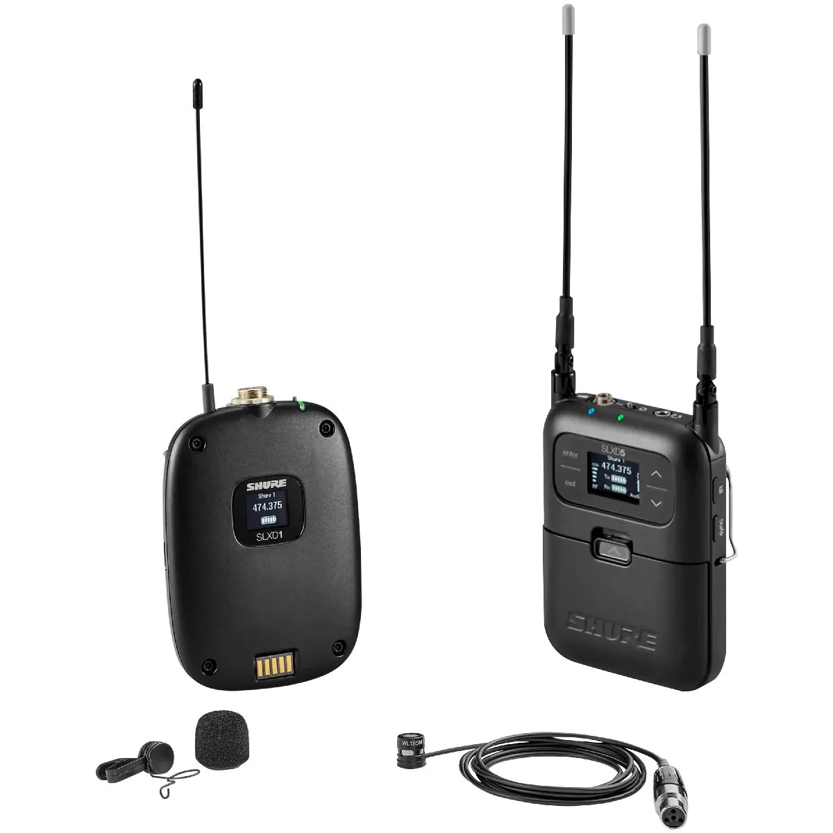 Shure SLXD15 H56 Wireless System - Portable Receiver SLXD5, Handheld Transmitter, Cardioid Microphone WL185M