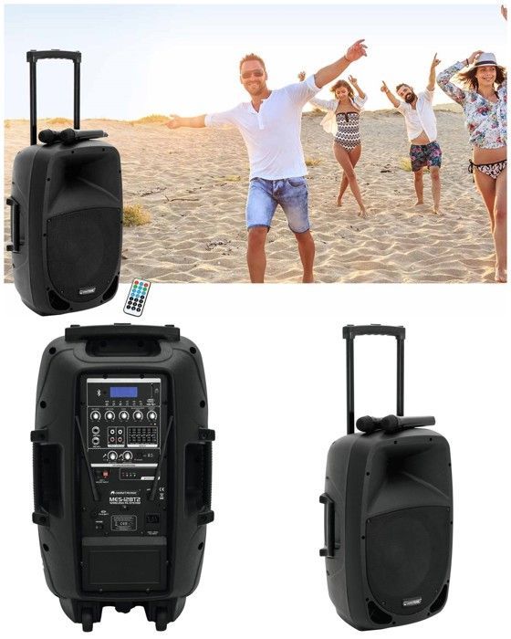 Omnitronic Portable Speaker - Sono Pro - 45W RMS - Bluetooth - 2 Wireless Microphones - Trolley