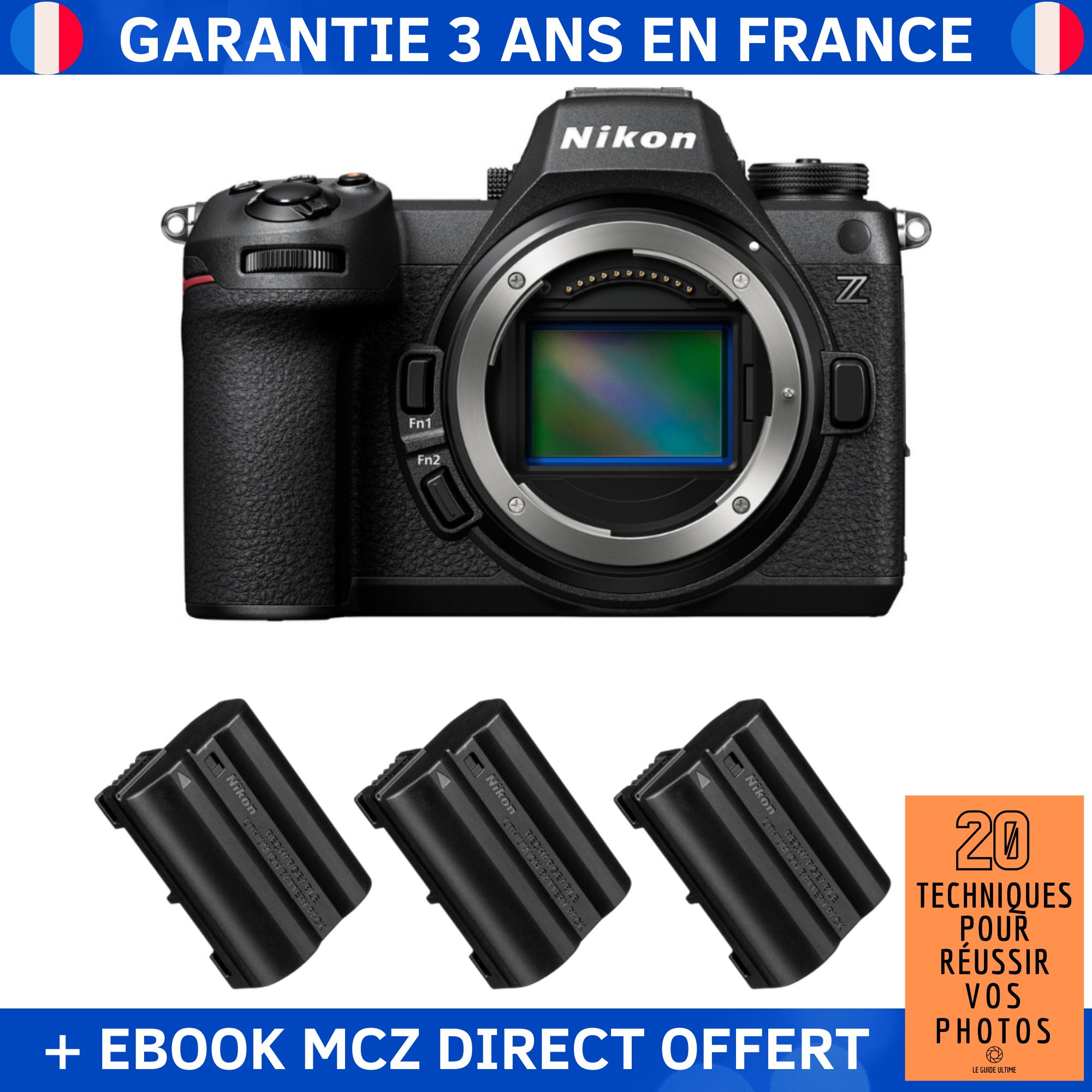 Nikon Z6 III + 3 EN-EL15c Batteries + '20 Techniques pour Réussir vos Photos' Ebook - Nikon Hybrid Camera
