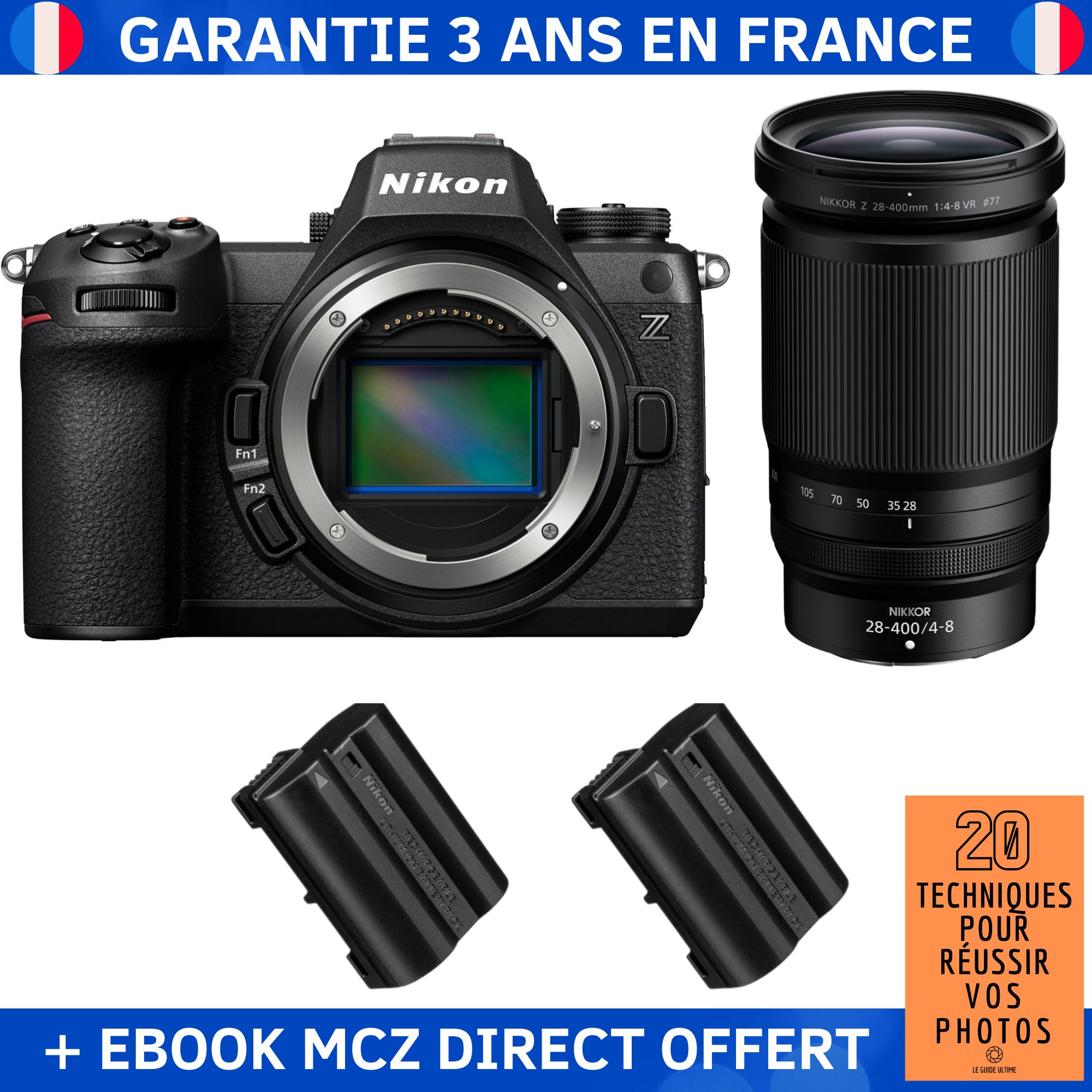 Nikon Z6 III + Z 28-400mm f/4-8 VR + 2 Nikon EN-EL15c + Ebook '20 Techniques pour Réussir vos Photos' - Hybrid Camera