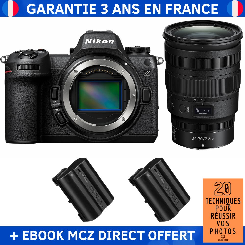 Nikon Z6 III + Z 24-70mm f/2.8 S Lens + 2 Nikon EN-EL15c Batteries + '20 Techniques pour Réussir vos Photos' Ebook - Nikon Hybrid Camera