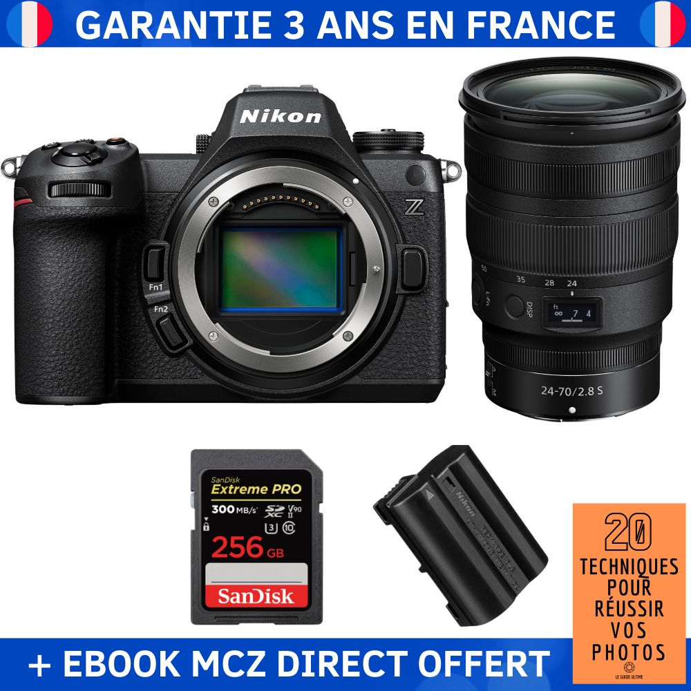 Nikon Z6 III + Objectif Z 24-70mm f/2.8 S + 1 Carte SanDisk 256 Go Extreme PRO UHS-II SDXC + 1 Batterie Nikon EN-EL15c + Ebook '20 Techniques pour Réussir vos Photos' - Appareil Photo Hybride