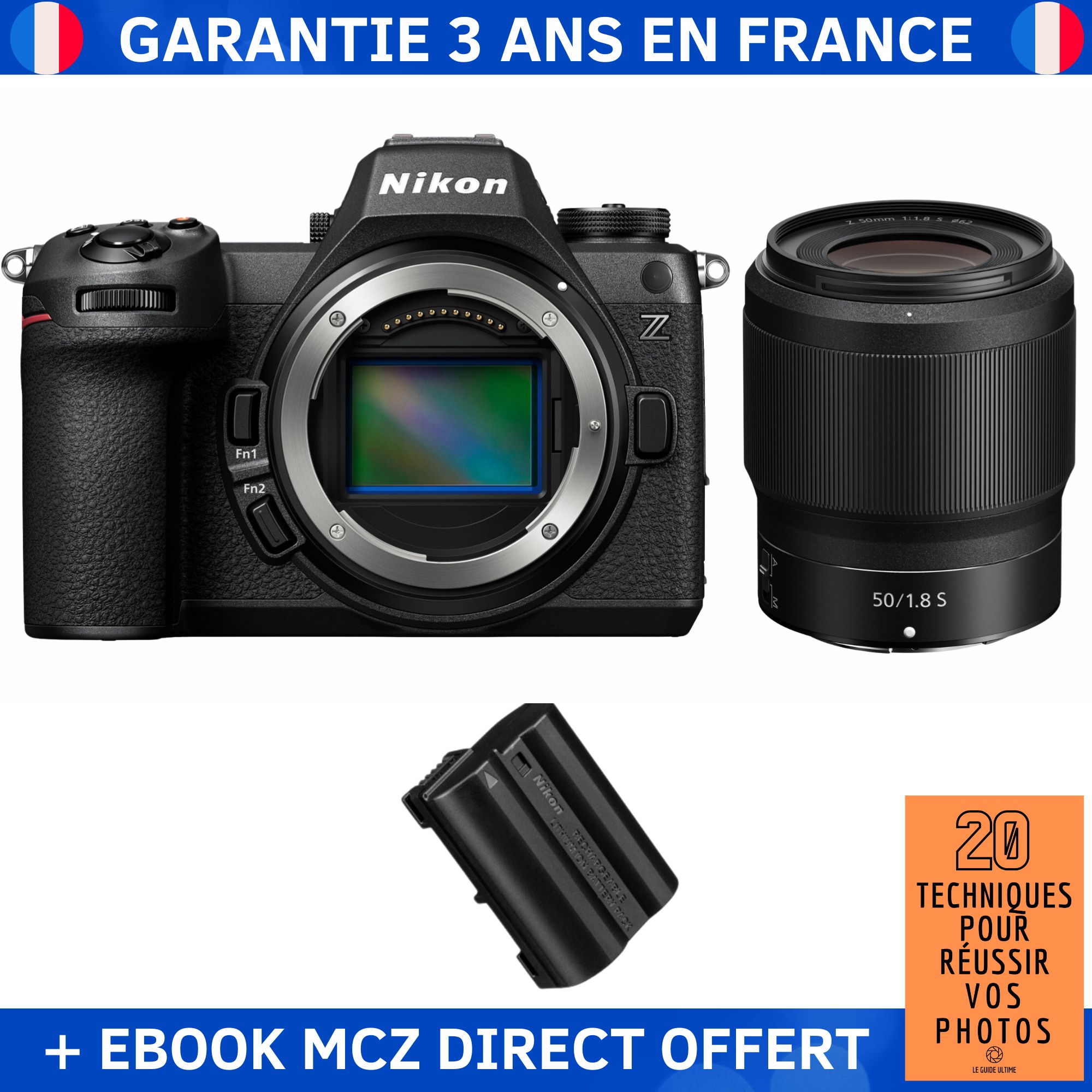 Nikon Z6 III + Objectif Z 50mm f/1.8 S + Batterie EN-EL15c + Livre numérique '20 Techniques pour Réussir vos Photos' - Appareil Photo Hybride Nikon