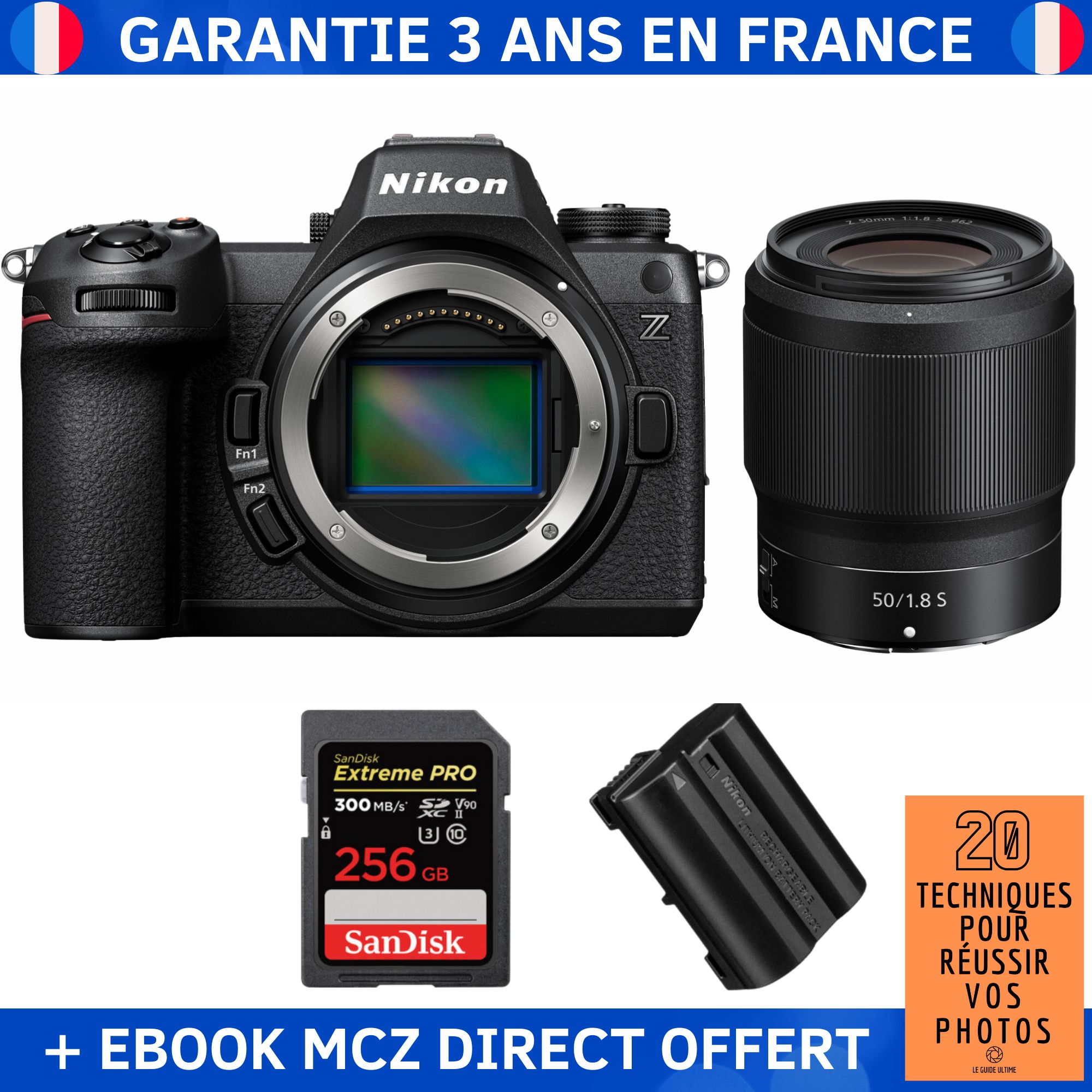 Nikon Z6 III + Objectif Z 50mm f/1.8 S + Carte SanDisk 256Go Extreme PRO UHS-II SDXC + Batterie EN-EL15c + Ebook - Appareil Photo Hybride Nikon