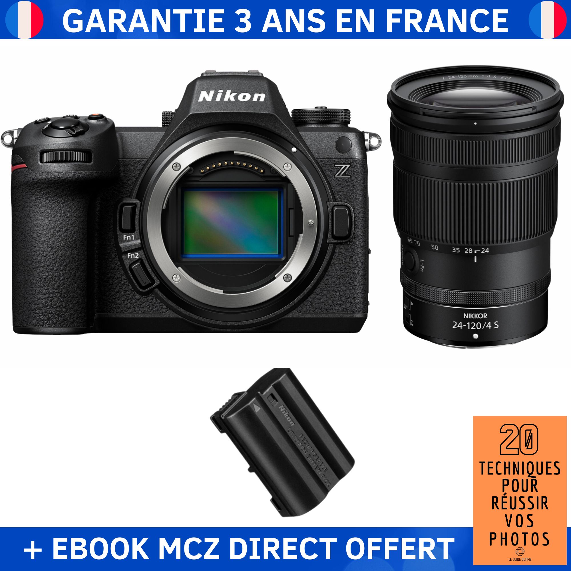 Nikon Z6 III + Objectif Z 24-120mm f/4 S + 1 Batterie Nikon EN-EL15c + Ebook '20 Techniques pour Réussir vos Photos' - Appareil Photo Hybride Nikon