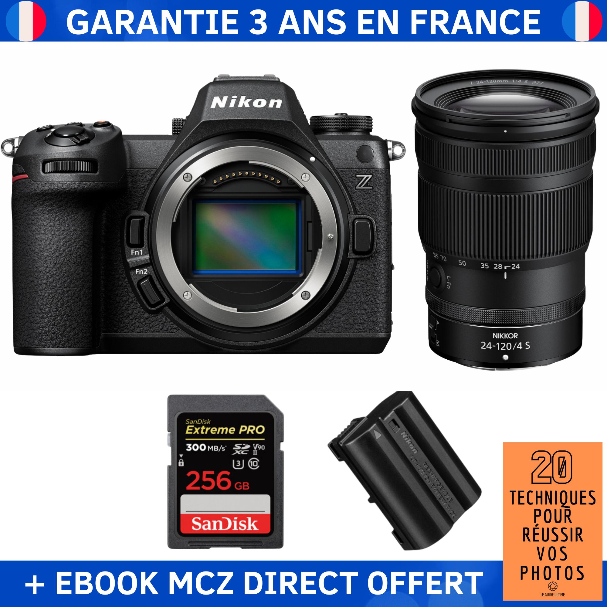 Nikon Z6 III + Objectif Z 24-120mm f/4 S + Carte SD 256Go SanDisk Extreme PRO UHS-II + Batterie EN-EL15c + Guide '20 Techniques pour Réussir vos Photos' - Appareil Photo Hybride