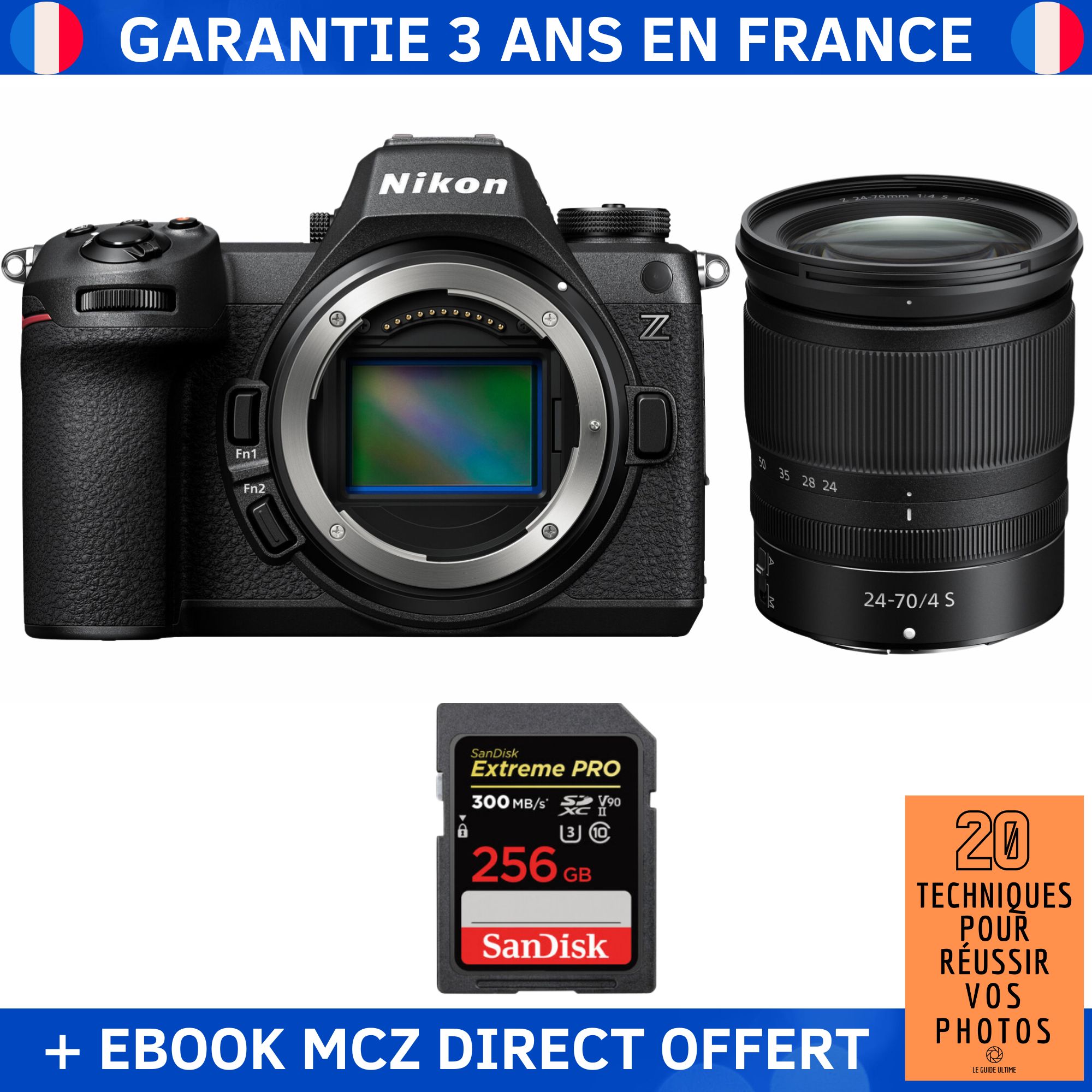 Nikon Z6 III + Z 24-70mm f/4 S Lens + 256GB SanDisk Extreme PRO SDXC Card + '20 Techniques for Successful Photos' Ebook - Nikon Hybrid Camera