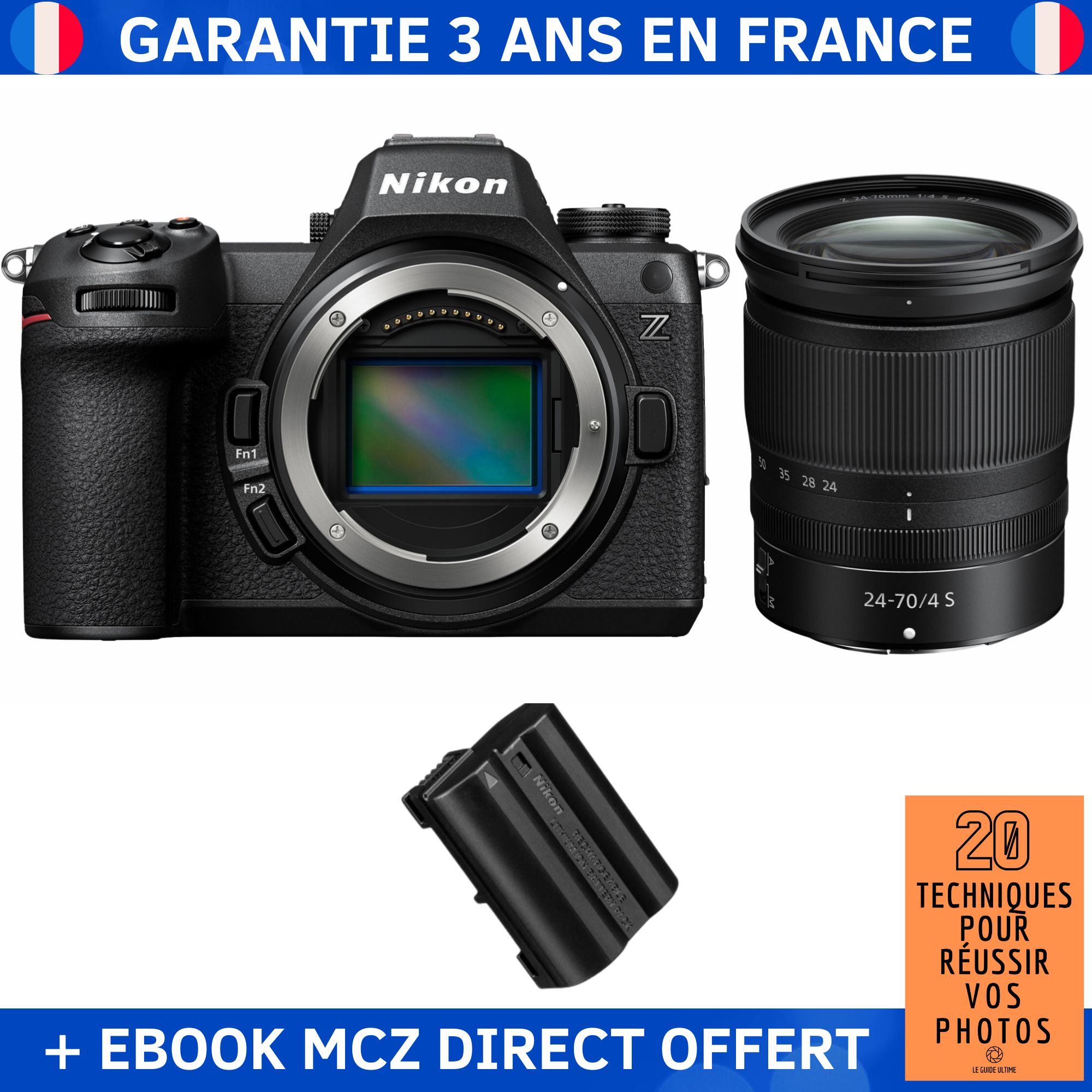 Nikon Z6 III + Z 24-70mm f/4 S Lens + 1 Nikon EN-EL15c Battery + '20 Techniques pour Réussir vos Photos' Ebook - Nikon Hybrid Camera