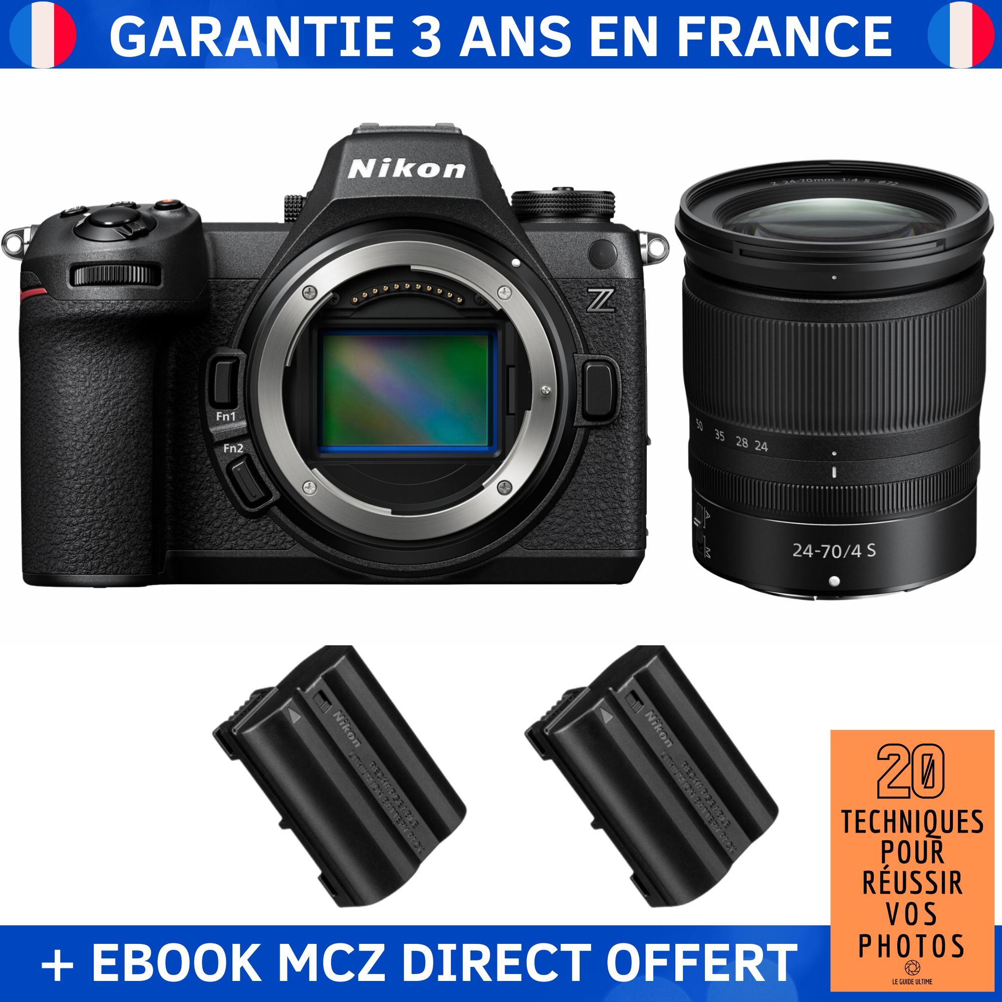 Nikon Z6 III + Z 24-70mm f/4 S Lens + 2 Nikon EN-EL15c Batteries + '20 Techniques for Successful Photos' Ebook - Nikon Hybrid Camera