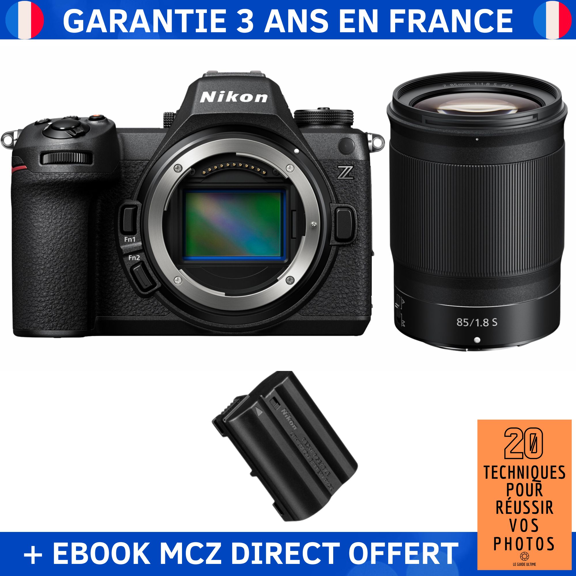 Nikon Z6 III + Objectif Z 85mm f/1.8 S + 1 Batterie EN-EL15c + Ebook '20 Techniques pour Réussir vos Photos' - Appareil Photo Hybride Nikon