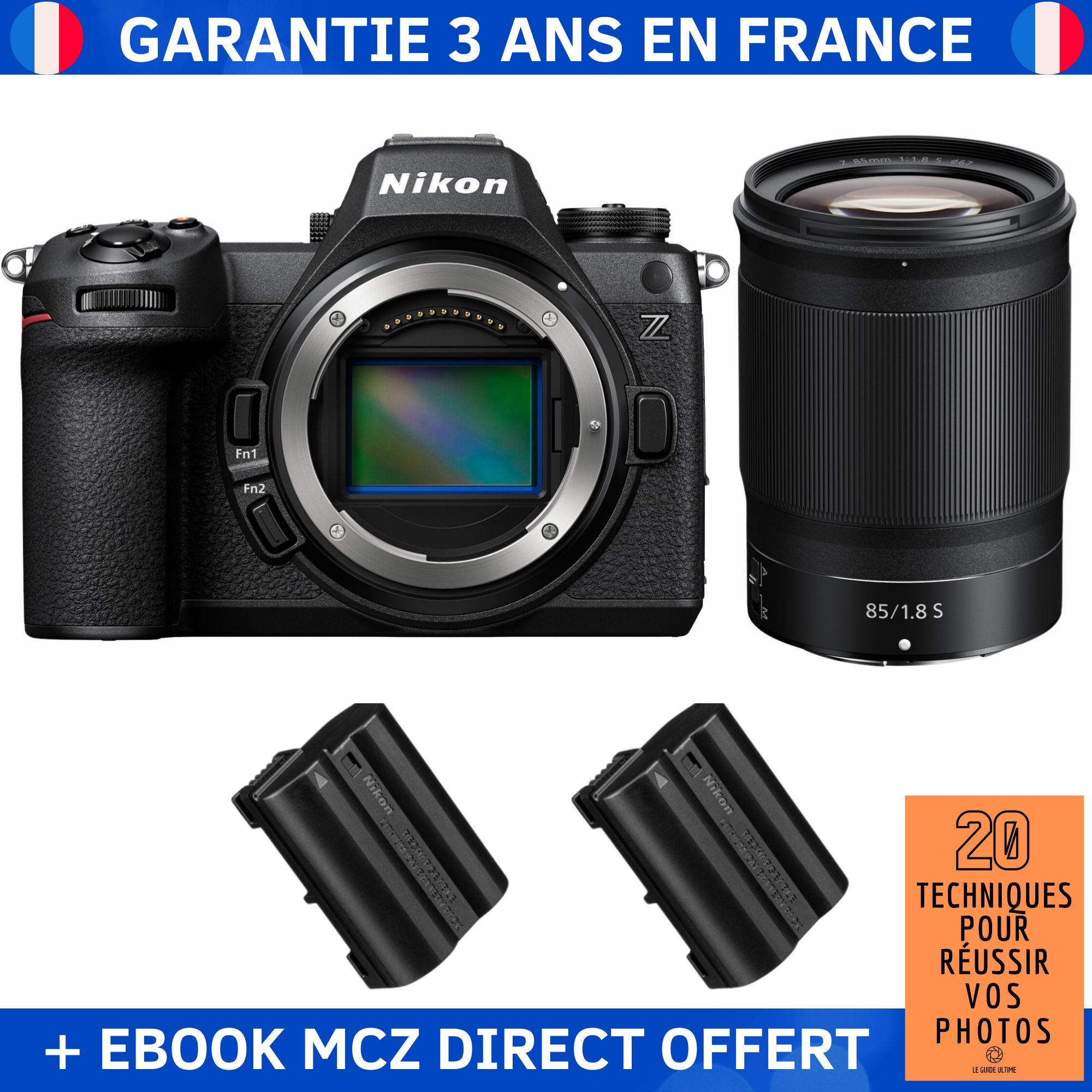 Nikon Z6 III + Z 85mm f/1.8 S Lens + 2 x EN-EL15c Batteries + '20 Techniques for Successful Photos' Ebook - Nikon Hybrid Camera