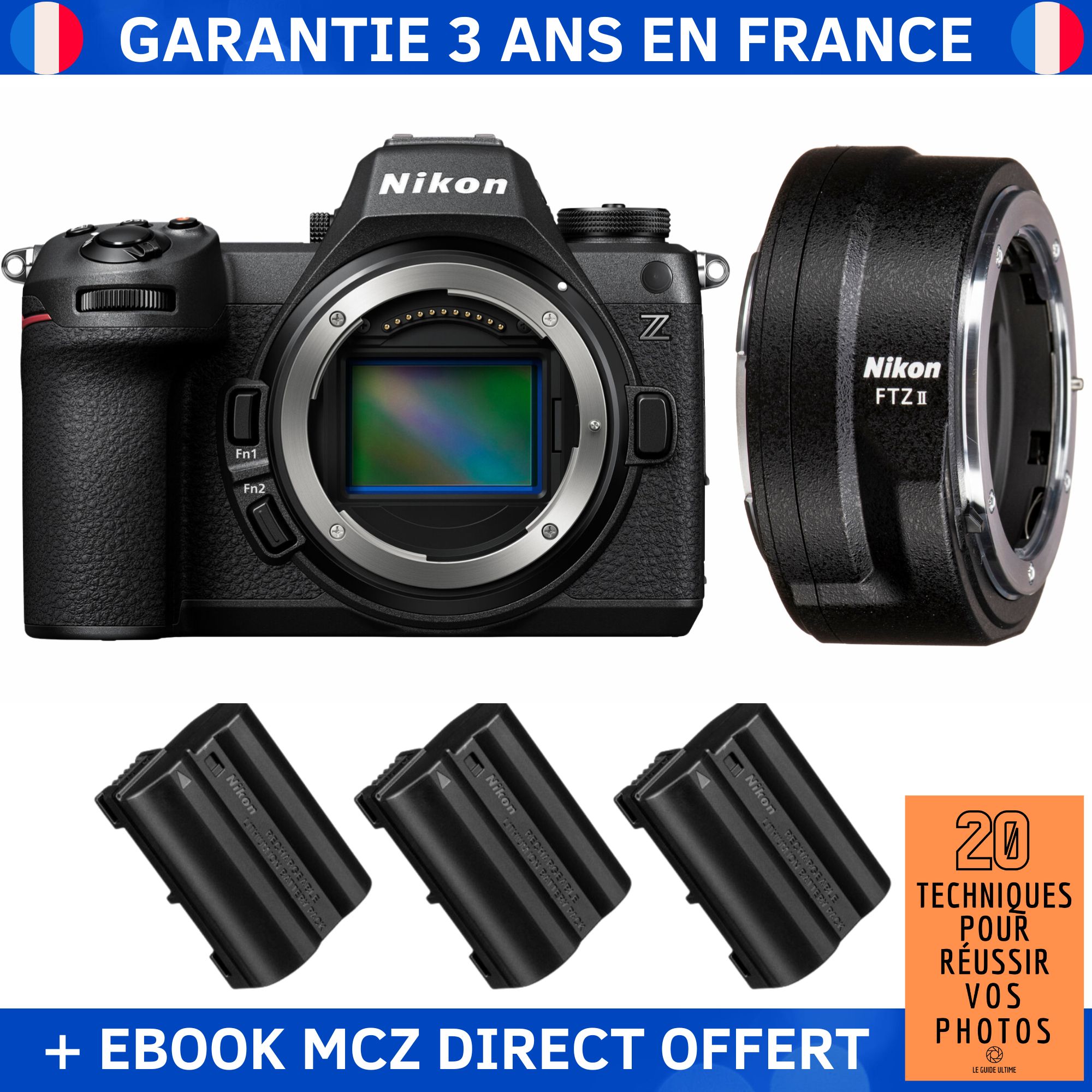 Nikon Z6 III + FTZ II + 3 EN-EL15c Batteries + '20 Techniques pour Réussir vos Photos' Ebook - Nikon Hybrid Camera