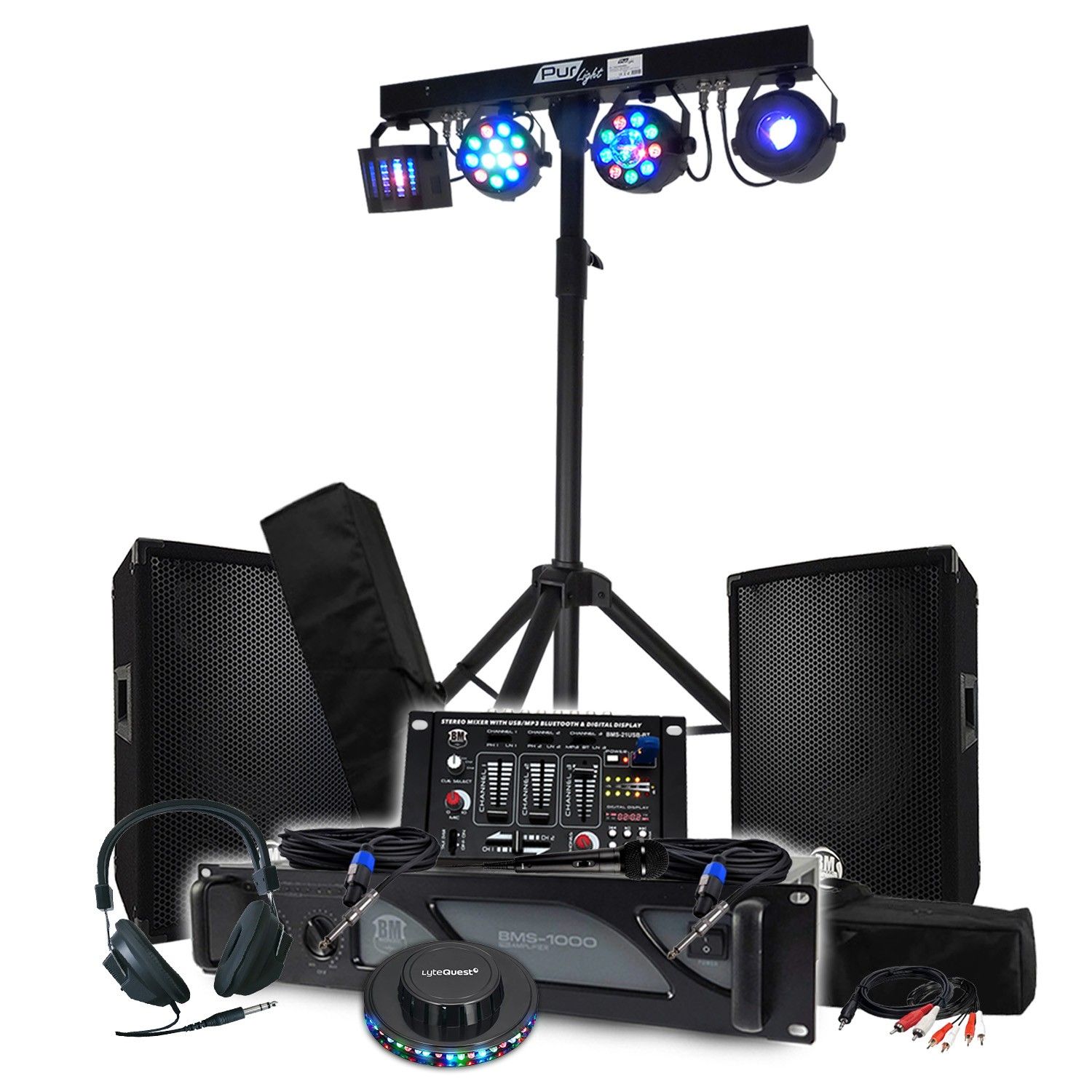BM SONIC PACK 1000W Sound System with Speakers, Mixer and Lights