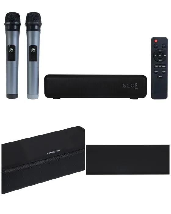 Fonestar Portable Soundbar - 30W Bluetooth 5.0 Speaker with Wireless UHF Microphones