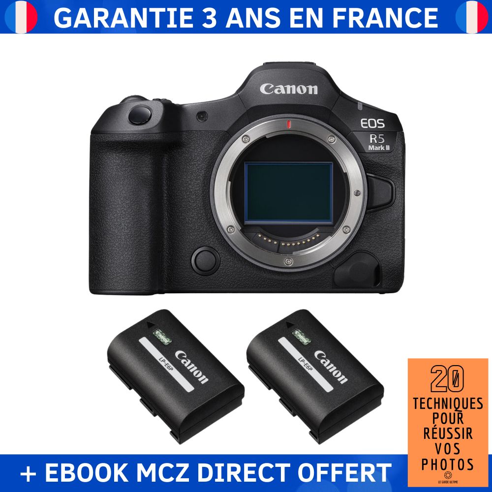 Canon EOS R5 Mark II + 2 LP-E6P Batteries + '20 Techniques for Successful Photos' Ebook - Hybrid Camera