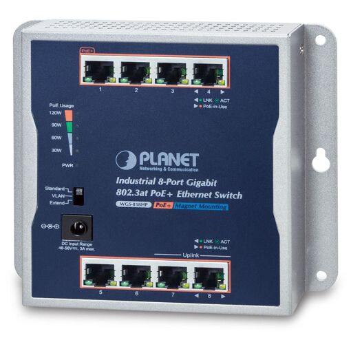 Commutateur Ethernet Planet IP30 8 ports (PoE)