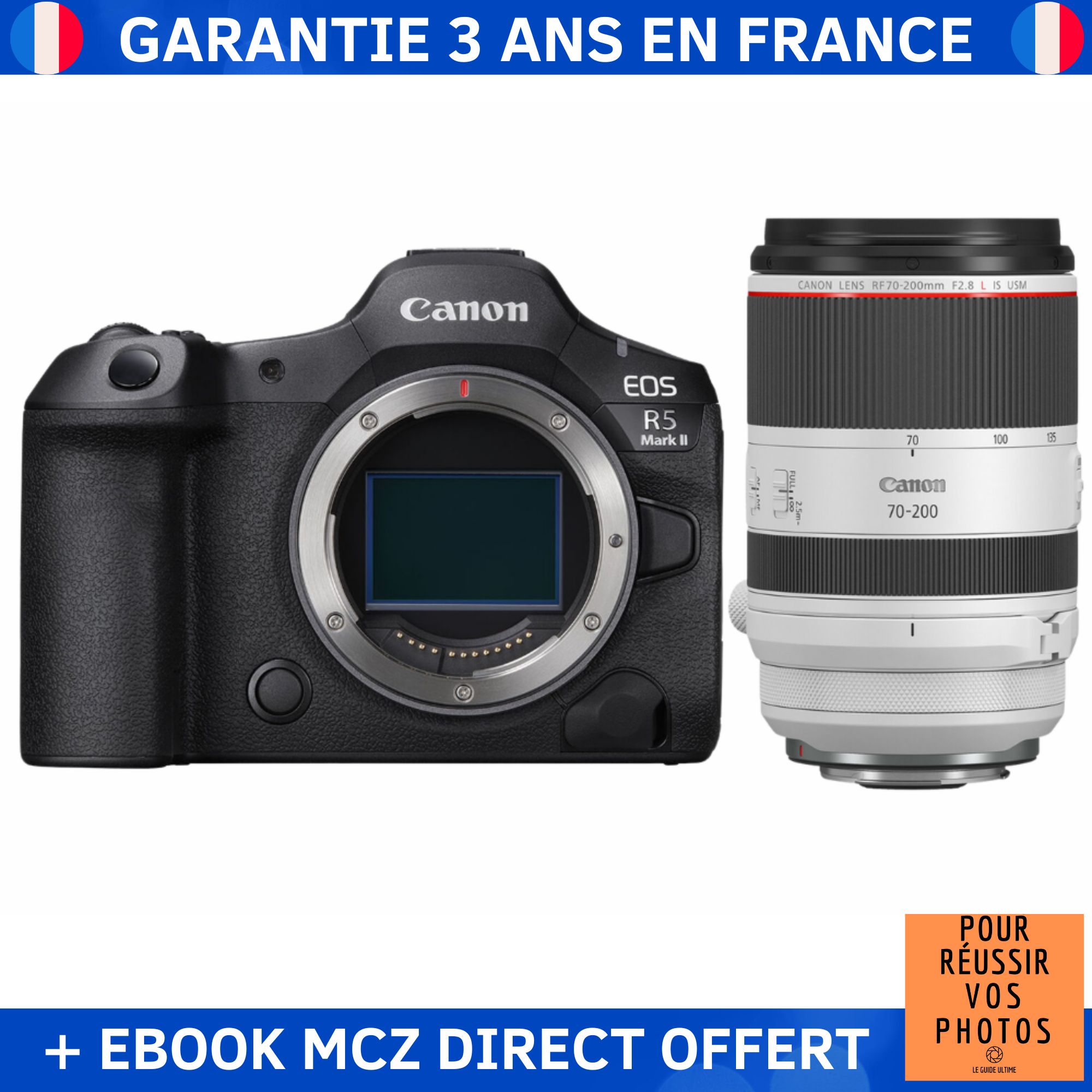 Canon R5 Mark II + 70-200mm f/2.8 L IS USM + Ebook '20 Techniques pour Réussir vos Photos' - Hybrid Camera Canon