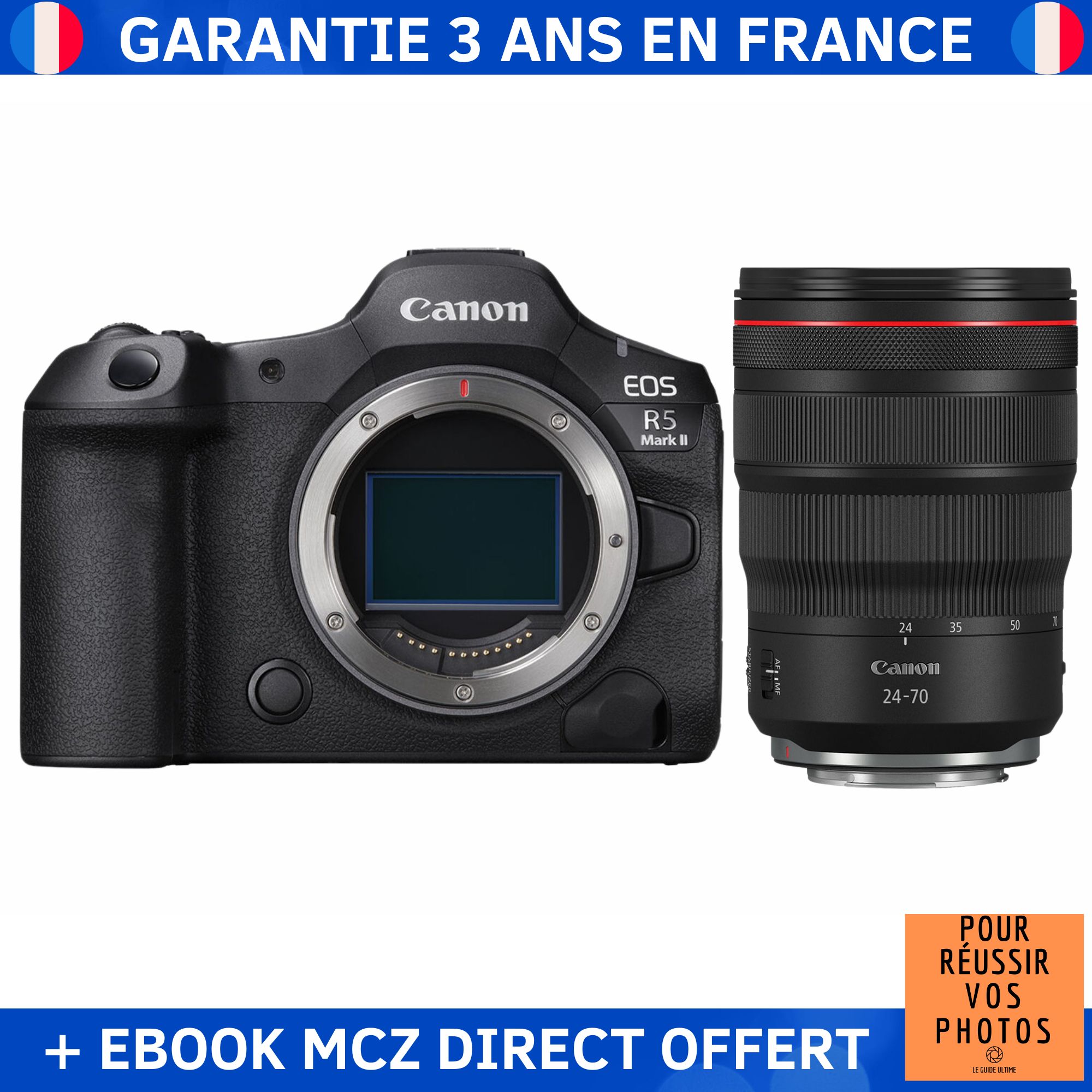 Canon EOS R5 Mark II + Objectif 24-70mm f/2,8 L IS USM + Ebook '20 Techniques pour Réussir vos Photos' - Appareil Photo Hybride Canon