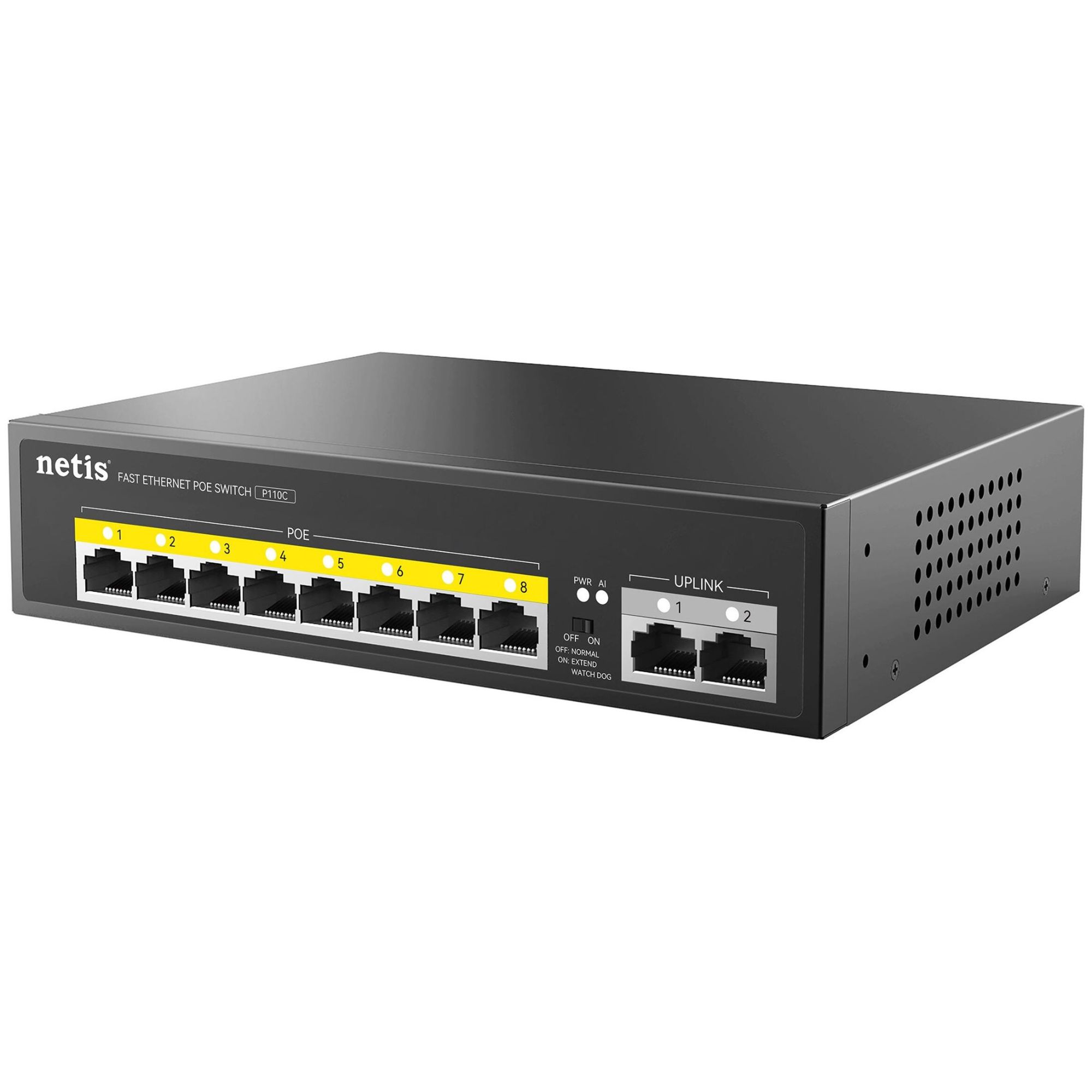 NETIS PoE Switch P110C - 8x 10/100 (PoE) + 2x 10/100 - Desk/Wall Mount