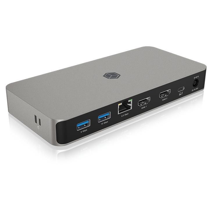 Icy Box IB-DK2880-C41 USB4 Wired Docking Station - Charcoal and Black