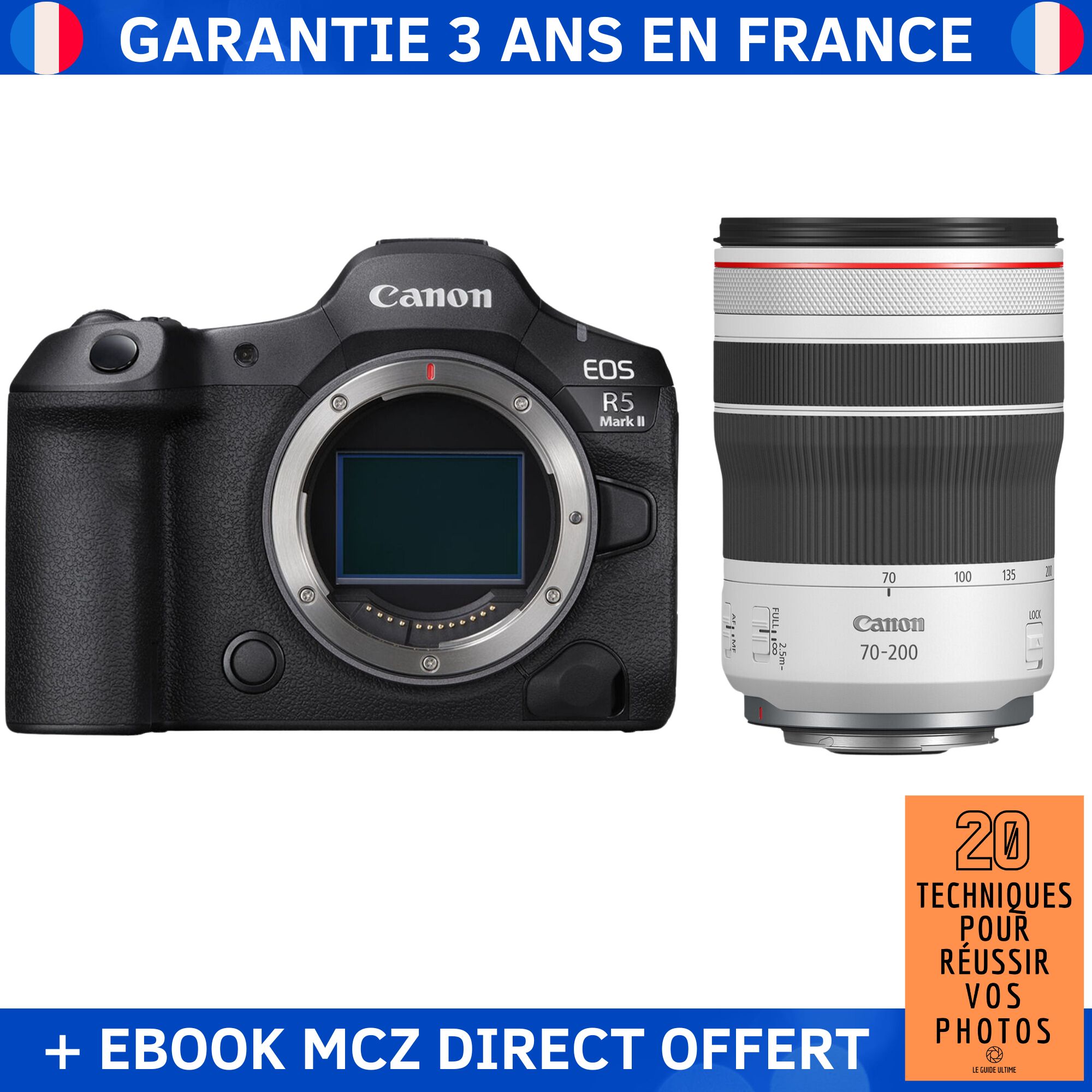 Canon EOS R5 Mark II + RF 70-200mm f/4 L IS USM + Ebook '20 Techniques pour Réussir vos Photos' - Hybrid Camera Canon