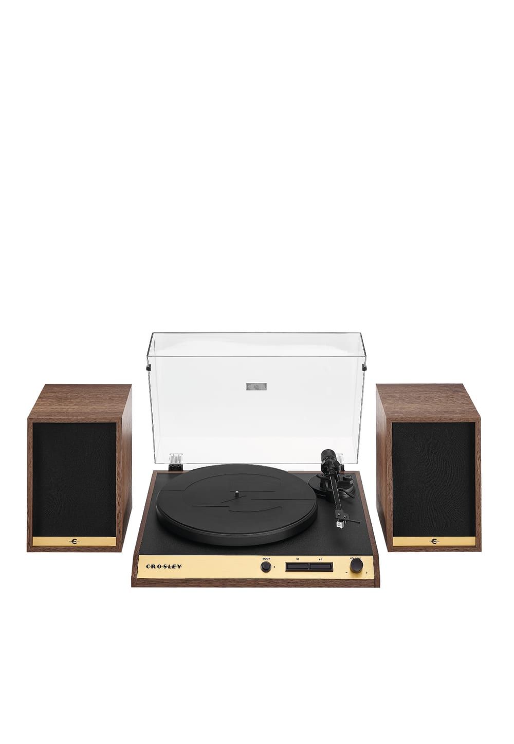Crosley C72 Turntable with Speakers in Walnut and Golden Accents