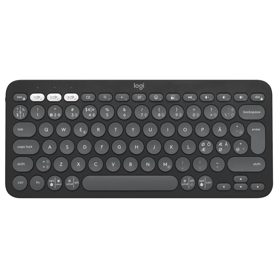 Logitech Pebble Keys 2 K380s Wireless Bluetooth LE Keyboard - Nordic (Danish/Finnish/Norwegian/Swedish) - Graphite Tone-on-Tone