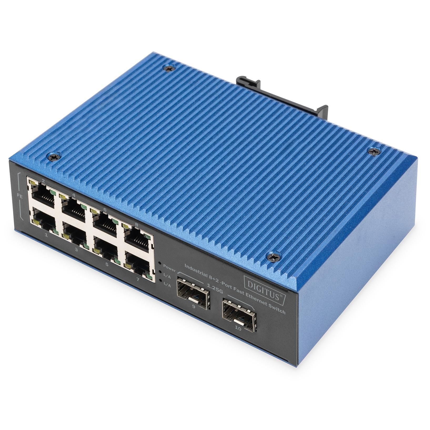 Conmutador de Ethernet industrial Digitus 8+2 puertos