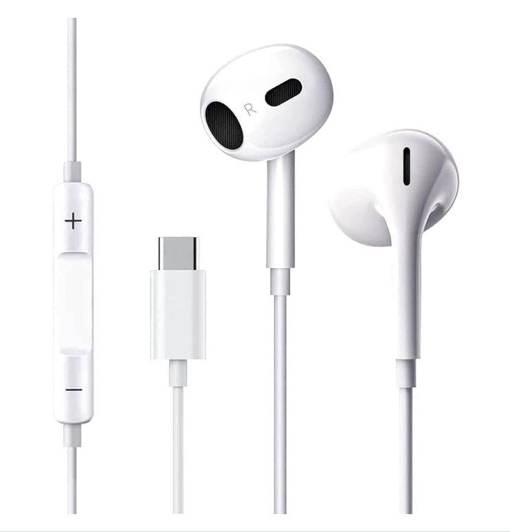FOLAYA USB Type C Earphones, In-Ear Headphones with Microphone (Hi-Res) and Volume Control for iPhone, iPad Pro, Samsung, Xiaomi, Huawei, OnePlus, Google Pixel 4 and Other Type C Interface Devices