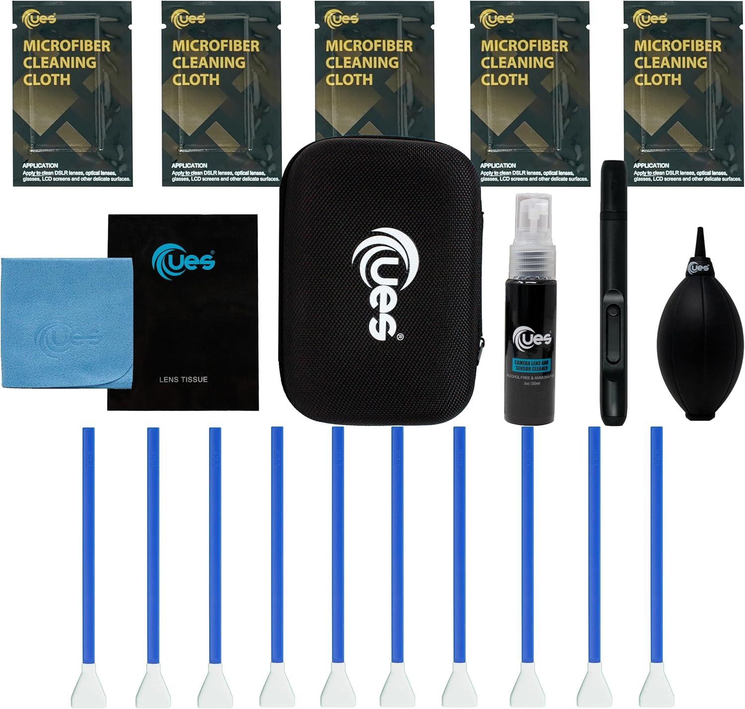 Camera Sensor and Lens Cleaning Kit for Digital SLR: APS-C Sensor Cleaning Brushes, Cleaner, Air Blower, Microfibre Cloth, Lens Pen and Paper