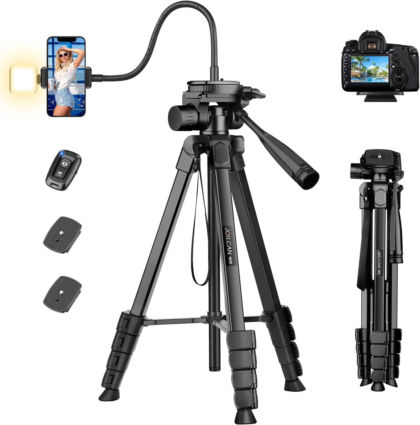 206cm Flexi-Crane Smartphone Tripod with Remote & Phone Holder for iPhone, DSLR Compatible