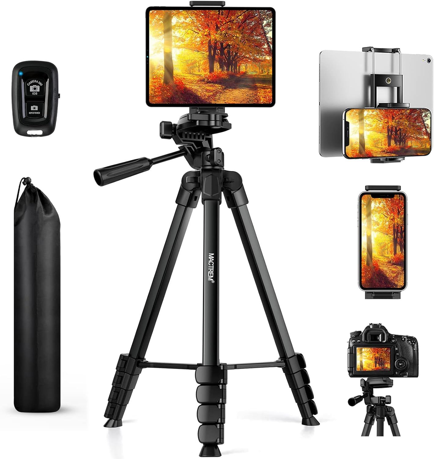 SGSWRHDHSGSDG Smartphone Tripod 2024 New 172cm Camera Tripod Compatible with iPhone/Samsung/Huawei/Small Cameras/iPad, Bluetooth Remote Control Phone Tripod