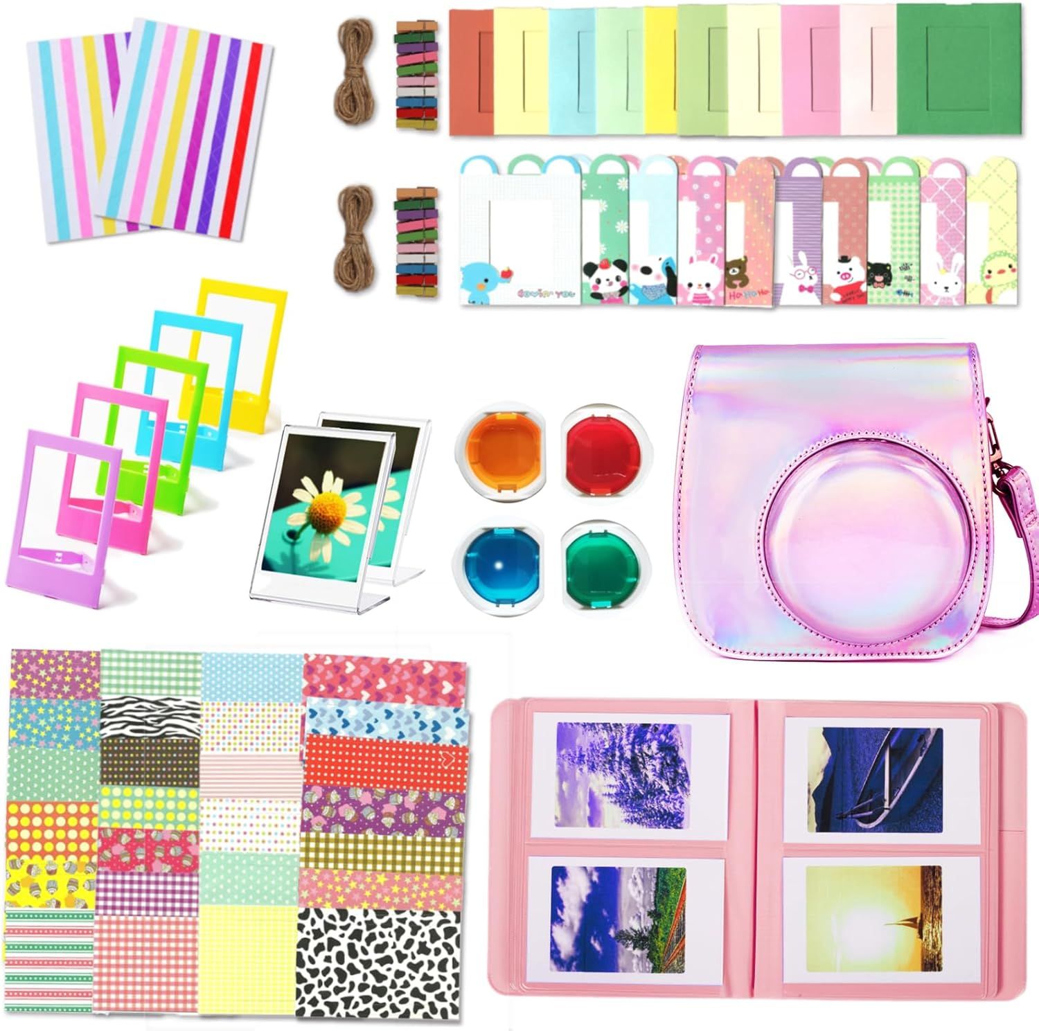 SGSWRHDHSGSDG Instant Camera Accessories for Mini 12, Includes Camera Case, Photo Album, Frames, Stickers and Corner Decor (Magical Pink)