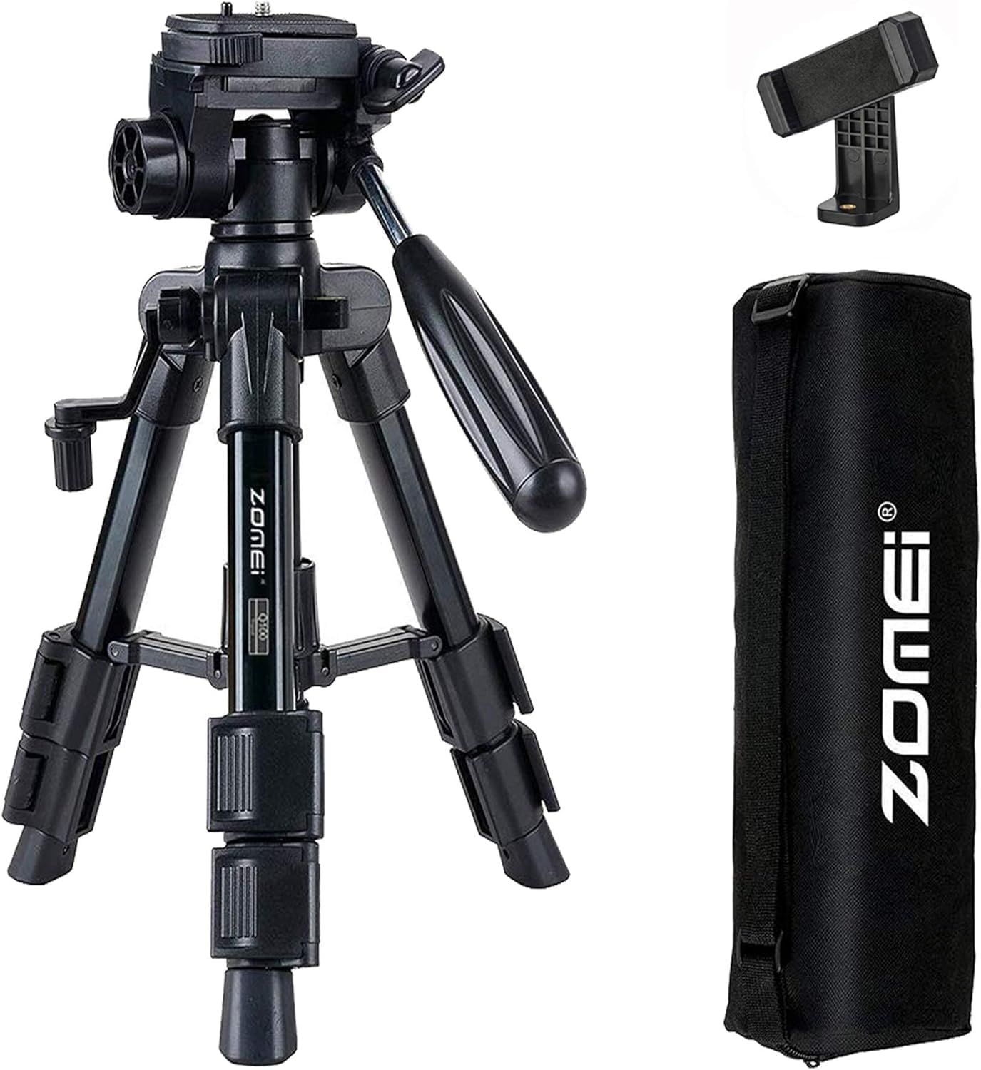 Tripod ZOMEI Q100 pour smartphone, trépied miniature avec design en aluminium et support téléphone