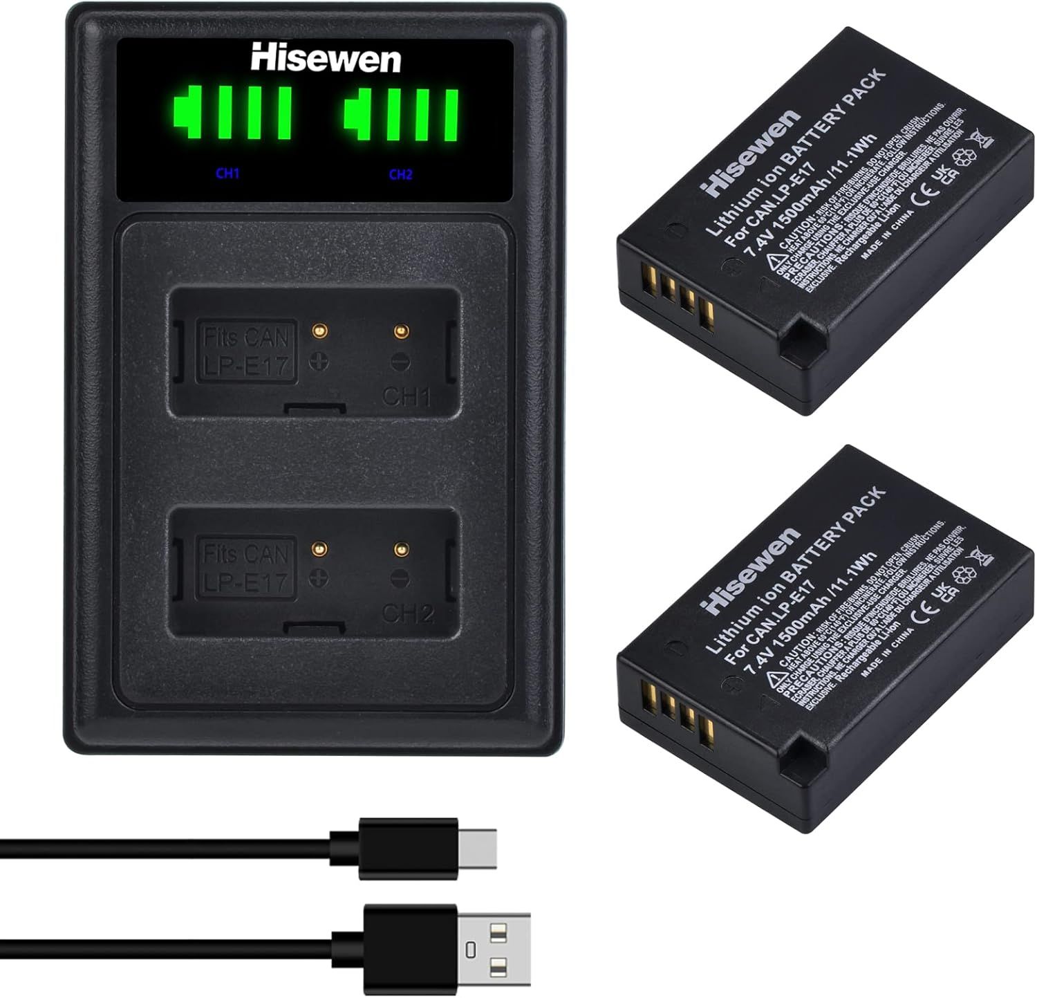 Batería LP-E17 y Cargador Dual, Paquete de 2 Baterías de Reemplazo para Canon EOS R10, EOS RP, Rebel T8i,T7i,T6i,T6s, SL2, SL3, EOS M3,M5,M6, EOS 200D, 77D, 750D, 760D, 800D, y 8000D