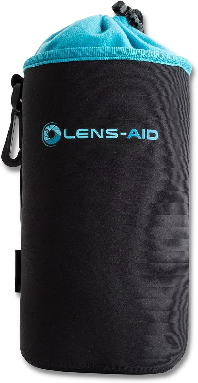 Photography Lens Case with Neoprene and Fleece Lining: Pouch, Pocket for Protecting Lenses with Cord