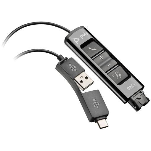 HP Poly DA85 USB to QD Adapter - Black, TAA Compliance