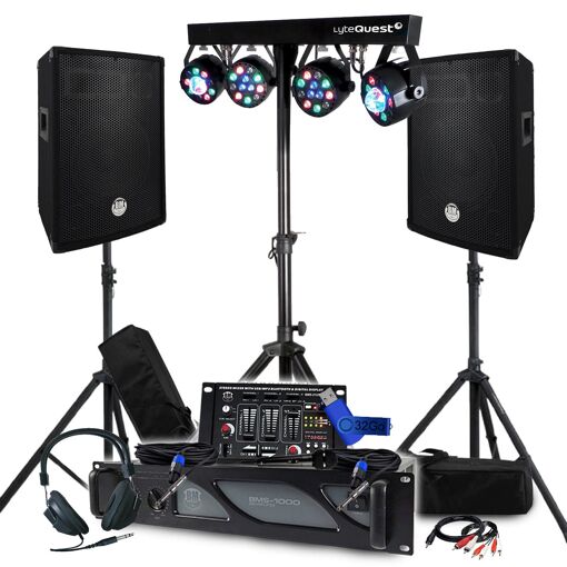 BM SONIC Pack Sonic Ampli 1000W - Passive Speakers, Mixer, Lighting Arch