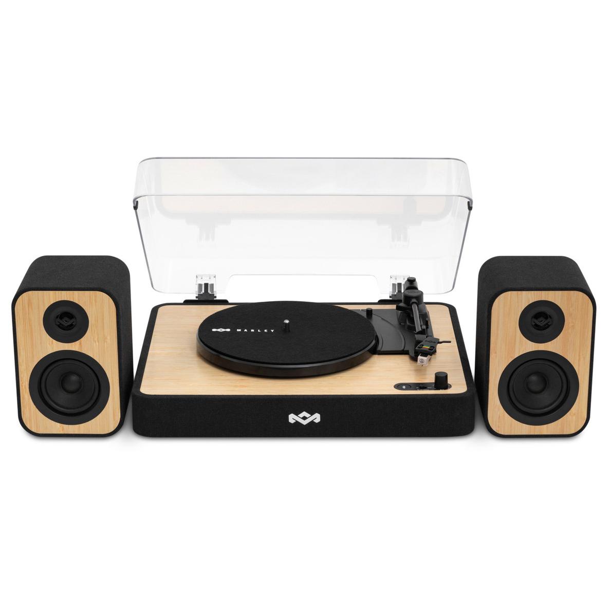 House of Marley Record Player - SB Platinum Belt-Driven Turntable, Black/Wood Manual