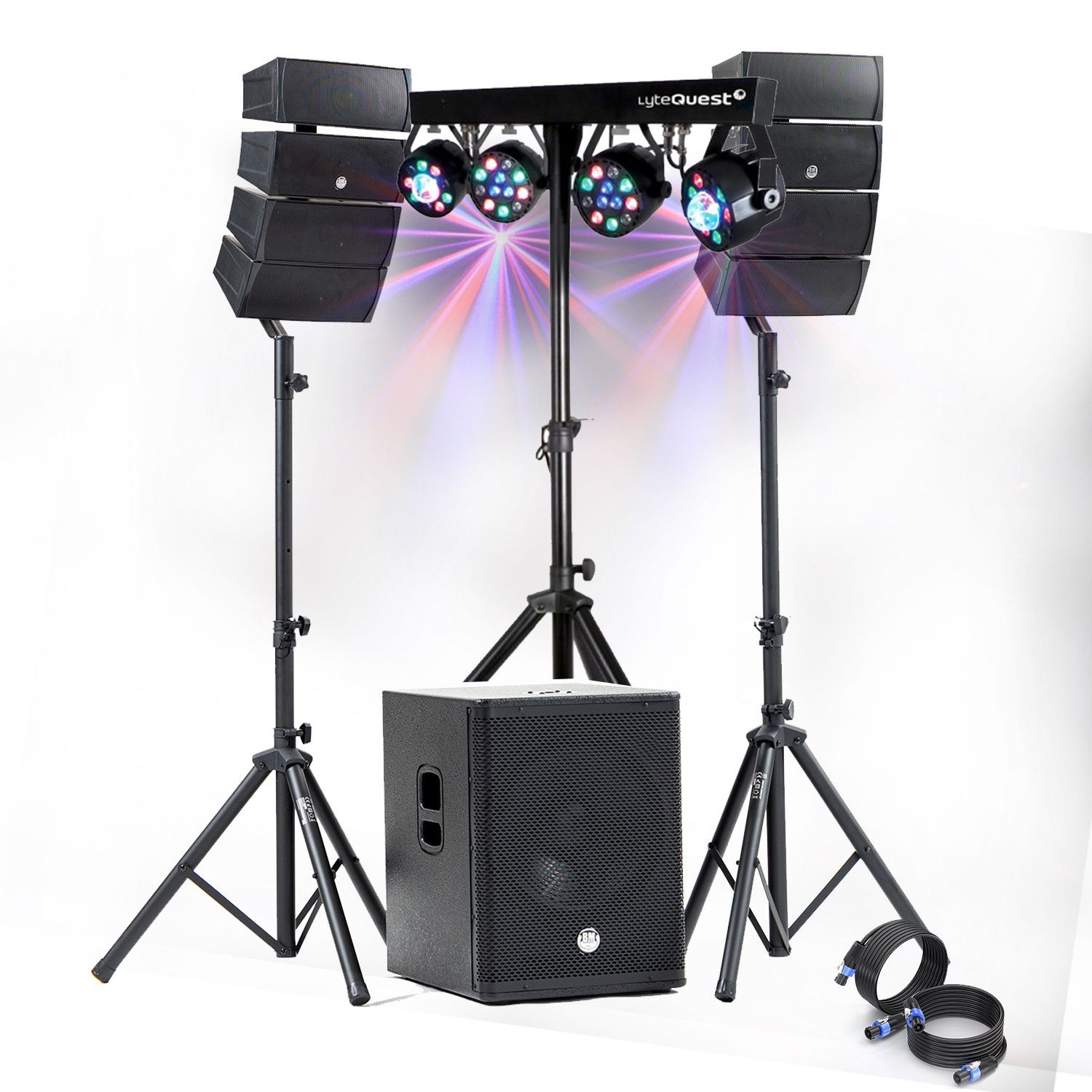 BM Sonic BMS-15-ARRAY-BT 1200W Complete DJ Sound System with Subwoofer and Bluetooth