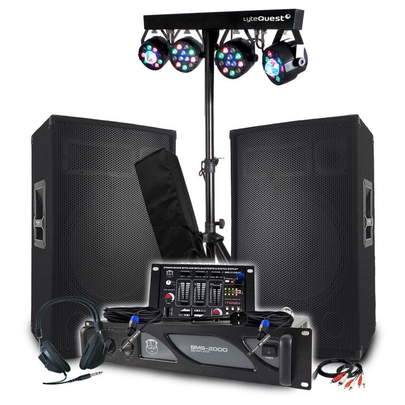 Kit BM SONIC: Amplificador de 2000W, Altavoces Pasivos 2x700W, Mesa de Mezcla, Barra Xperformer