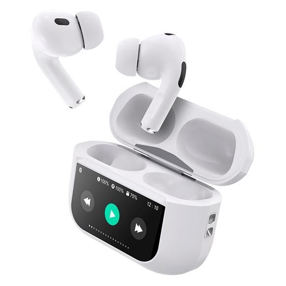 Force Play Touch Wireless Earbuds with Microphone -  Active Noise Cancellation - White