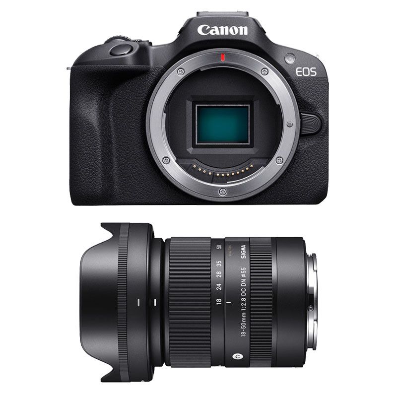 Canon EOS R100 + Objectif Sigma 18-50mm f/2.8 DC DN Contemporain, Garantie de 3 ans