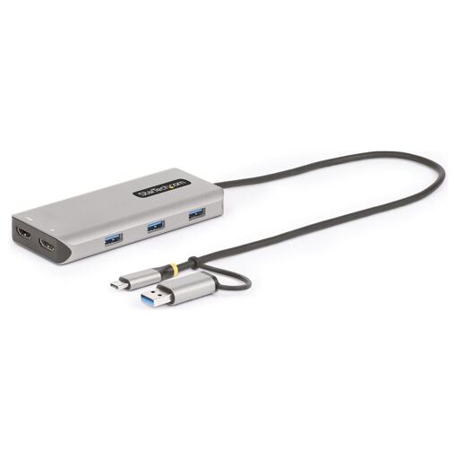 Adaptador multipuerto StarTech USB-C y USB-A con 2 puertos HDMI (4K/1080p) - Estación de acoplamiento