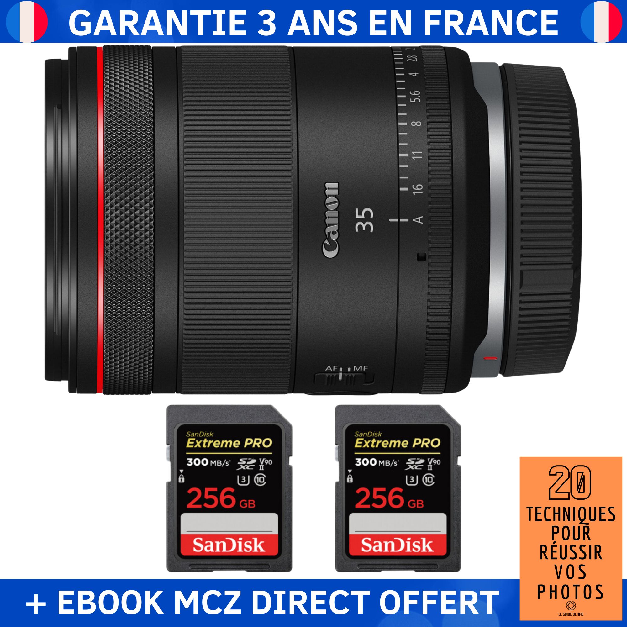 Canon RF 35mm f/1.4 L VCM Lens + 2 SanDisk 256GB Extreme PRO UHS-II SDXC Cards + '20 Techniques for Success in Photography' Ebook - Canon RF Lens