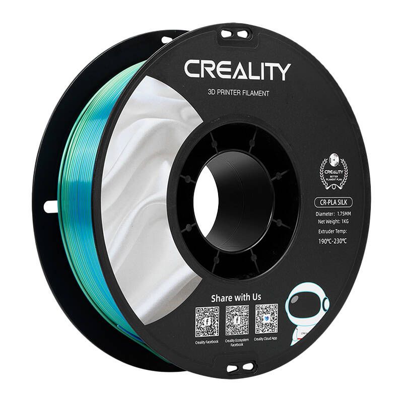 Filament PLA Cr-silk Creality 3D Bleu/Vert (1 kg, 1,75 mm, en bobine)