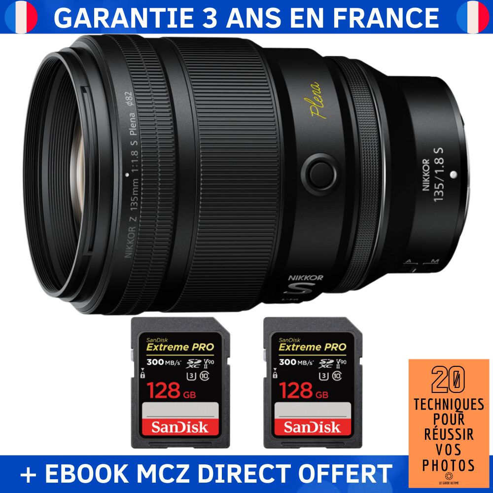 Nikon Z 135mm f/1.8 S Plena Lens + 2 SanDisk 128GB Extreme PRO UHS-II SDXC Cards + '20 Techniques for Succeeding in Photography' Ebook - Nikon Z Lens