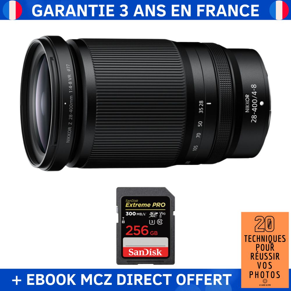 Nikon Z 28-400mm f/4-8 VR Lens + 1 SanDisk 256GB Extreme PRO UHS-II SDXC Card + '20 Techniques for Success in Photography' Ebook - Nikon Z Lens