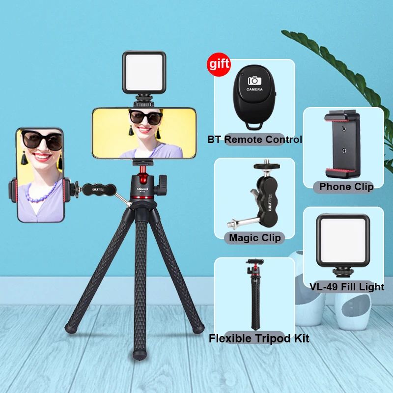 Ulanzi MT-11 Flexible Phone & DSLR Camera Tripod with Remote Mini Octopus Legs - Kit 5